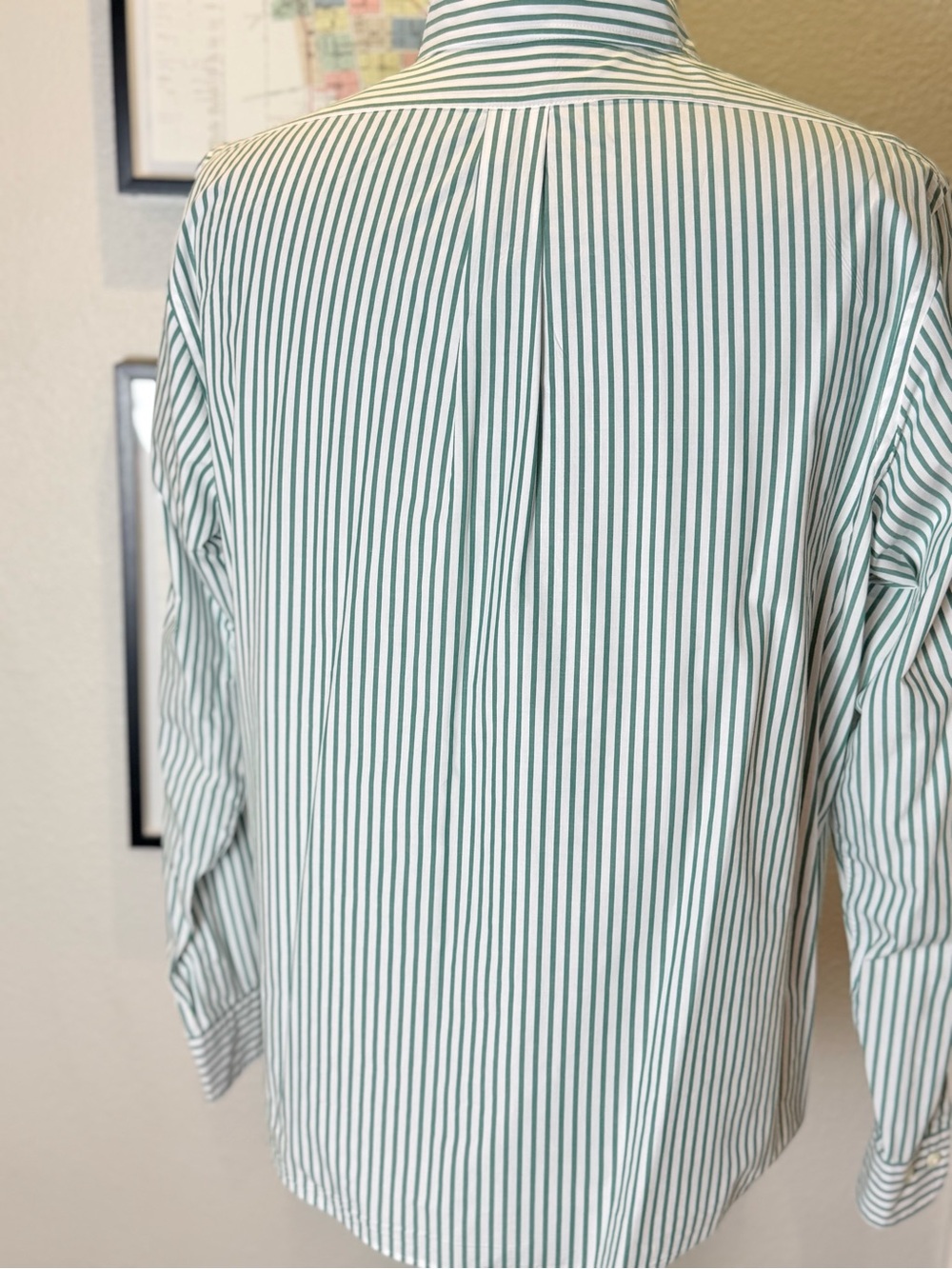 Brooks Brothers Friday Shirt Men's L Green White Stripe Button-Down - Picture 9 of 11